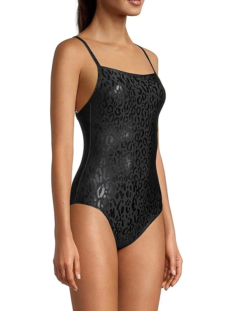 One-Piece Small US Leopard-Print DKNY BLACK Swimsuit,