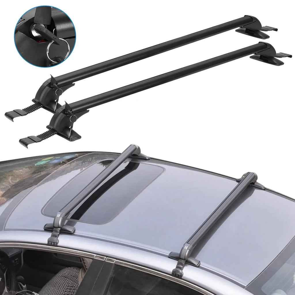 Roof for Luggage-2 Kayak Crossbar Anti-Theft Car Frame Universal 43in Rack Bike Pieces Lock Window Adjustable Cargo Cross with Bar, Hooks