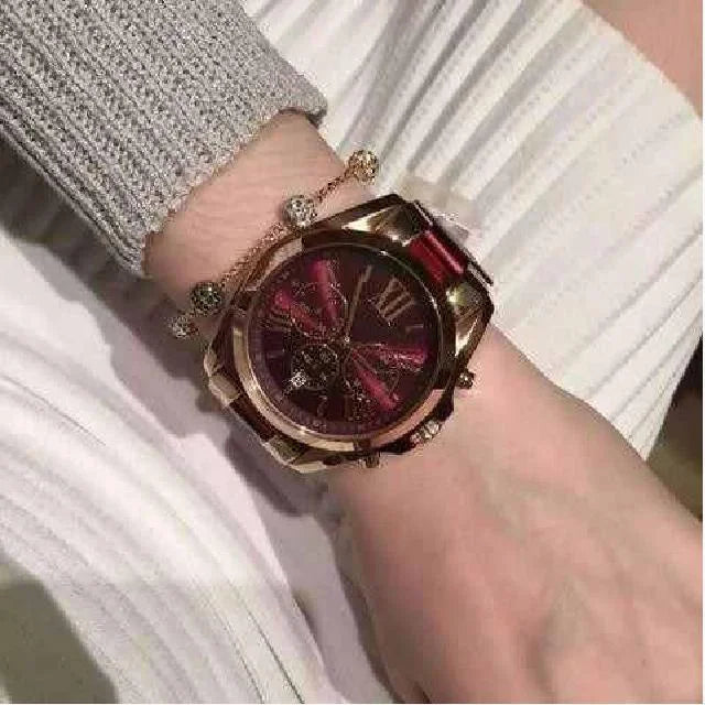 for Wrist Burgundy Red Michael Watch Women Kors Chronograph MK6270 Bradshaw