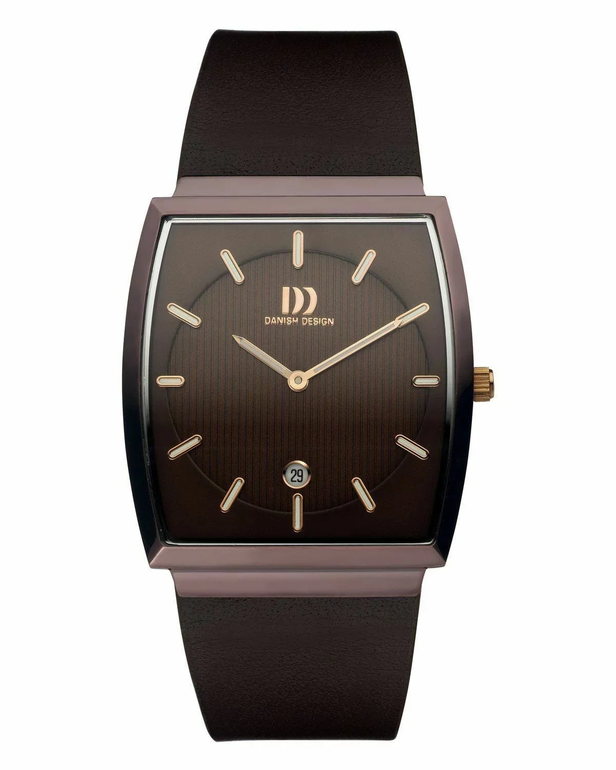 Watch Steel IQ17Q900 Danish Dial Design Brown Leather Rectangle Stainless Men's