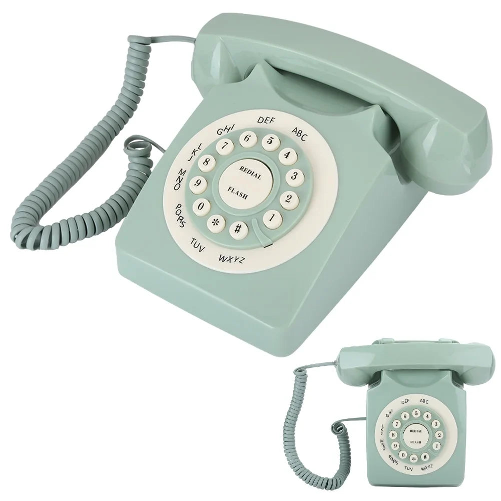 Telephone - Antique Telephone Aigend European Definition Green Large Button Landline High Vintag Call Clear