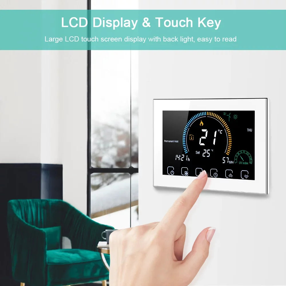 5+1+1 Home with Programmable Humidity Thermoregulator Index Tma 95-240V Six Control Periods Backlight / with Function Boiler Voice Smart LCD Display Lock Echo Heating Gas APP Compatible
