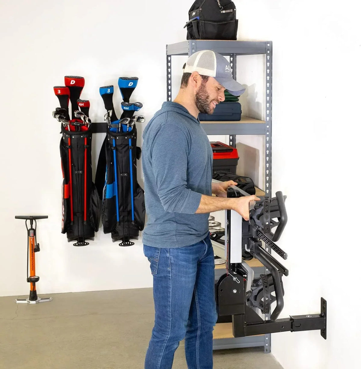 (1.25 Holds Organizer, Hanging Trailer 175 And Hitch Rack Hitch Storeyourboard Garage Receiver Wall Cargo Lbs Storage, Mount, Bike Inch) Max