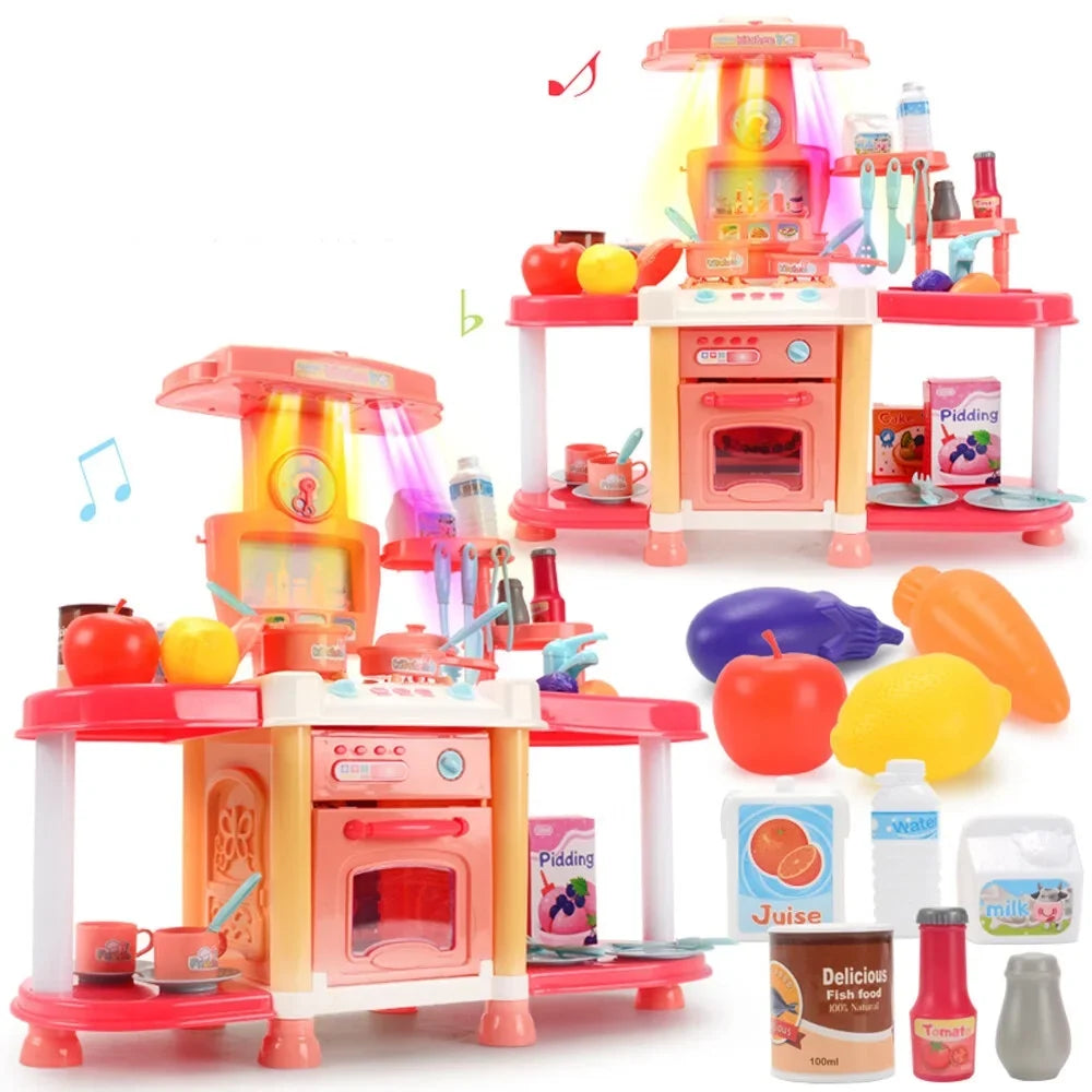 As Electric Kitchen Meal Toddlers And 1-3 Play House Kitchen For Abs Children'S Toy Light Sound Toys Show Pool Puzzle Education