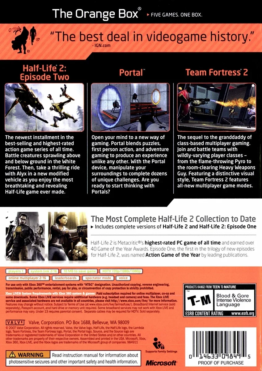 '- Orange Box 360 Xbox