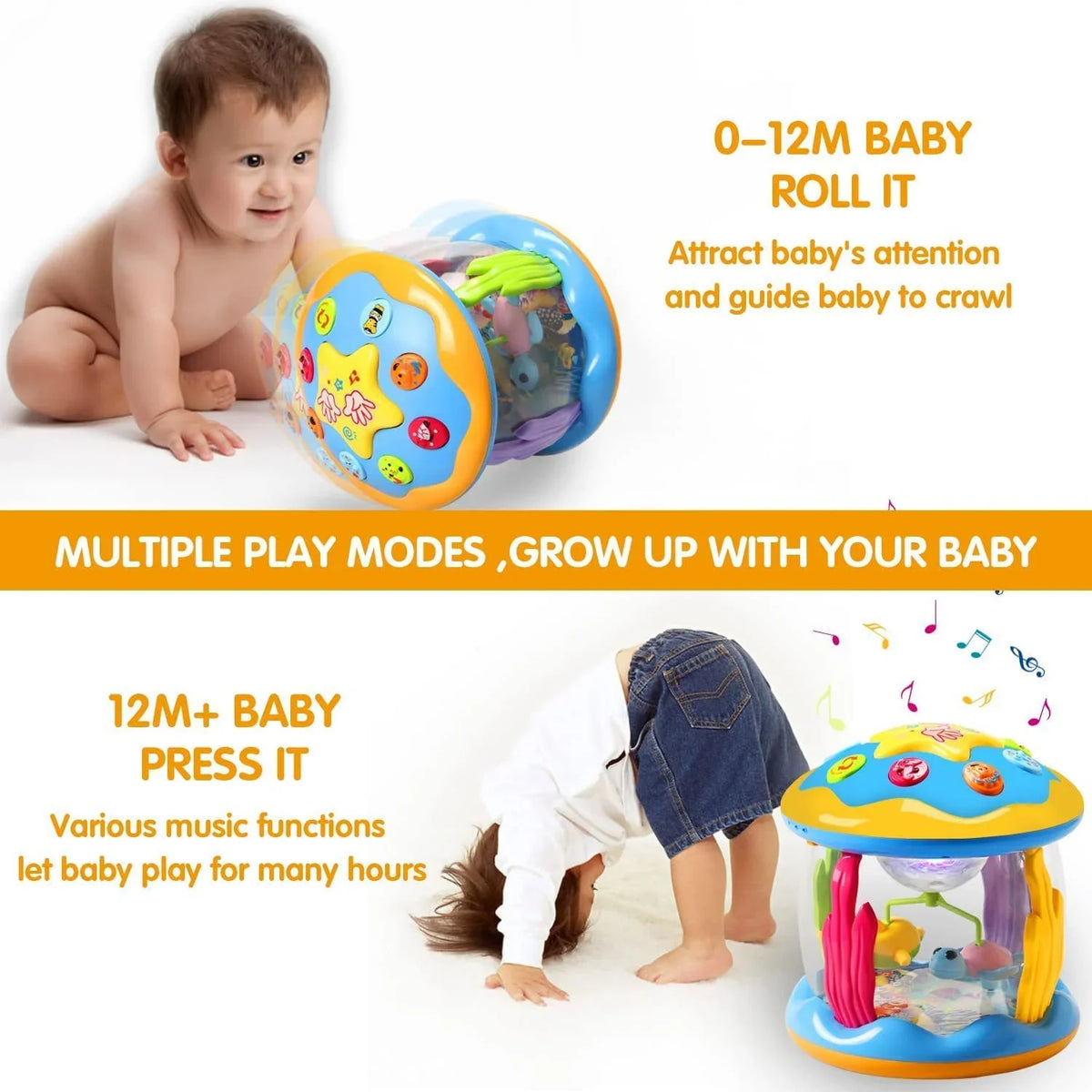 Toys Tummy for Light Projector Infant Up Gifts for Toys 6-12 2 Crawling Musical Girls Time Year 3 Learning Ocean Baby Toys Months 12-24 Months, Toys Toddlers Old Baby Boys 1