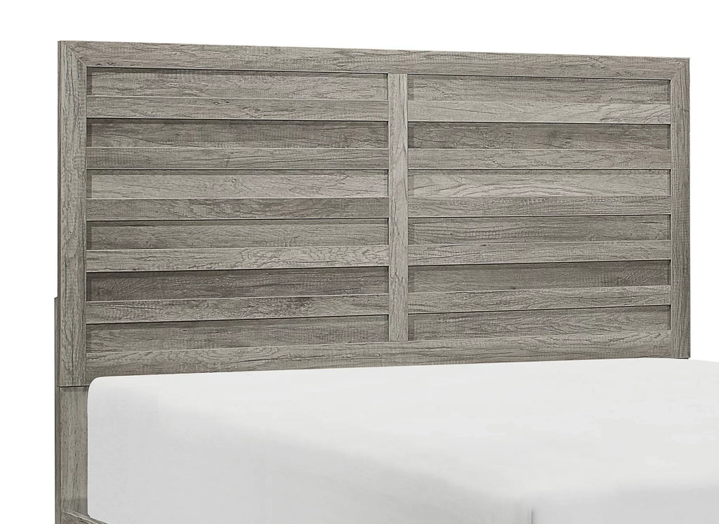 King Finish Eastern Classic Rusticated 1pc Bed Gray design dimension Bedroom Weathered Furniture