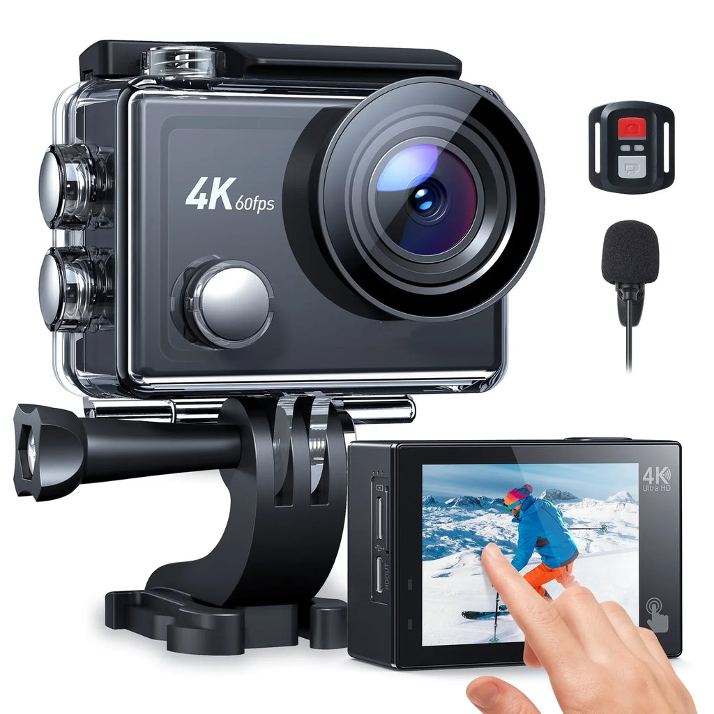 Cam Control Camera Angle EIS Camera Camera Screen WF 40M Action with 60FPS Underwater Waterproof Touch 4K 170° Remote Sport Wide 24MP Vlog