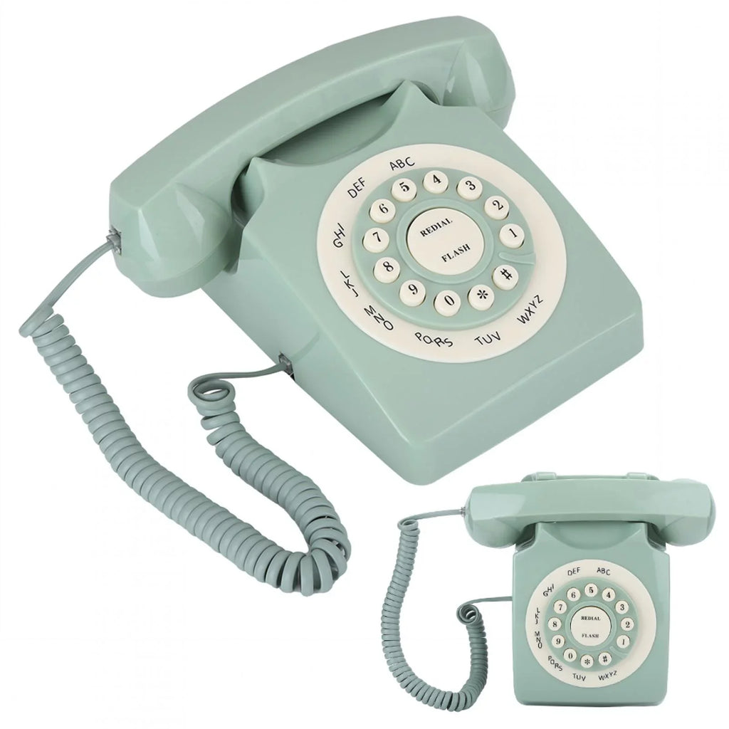 Telephone - Antique Telephone Aigend European Definition Green Large Button Landline High Vintag Call Clear