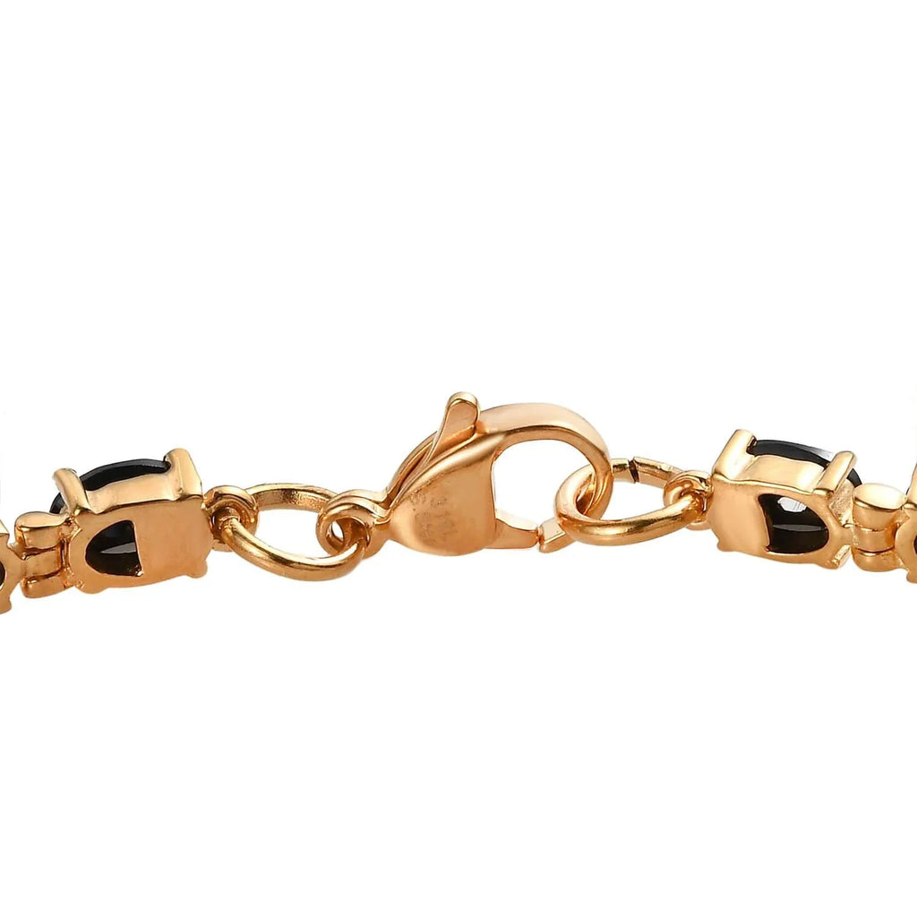 Black for 6.5" Bracelet dimension Steel Jewelry LC Stainless 8.49 Ct Birthday Plated Gifts Spinel Women Yellow Gold Shop Ion Oval