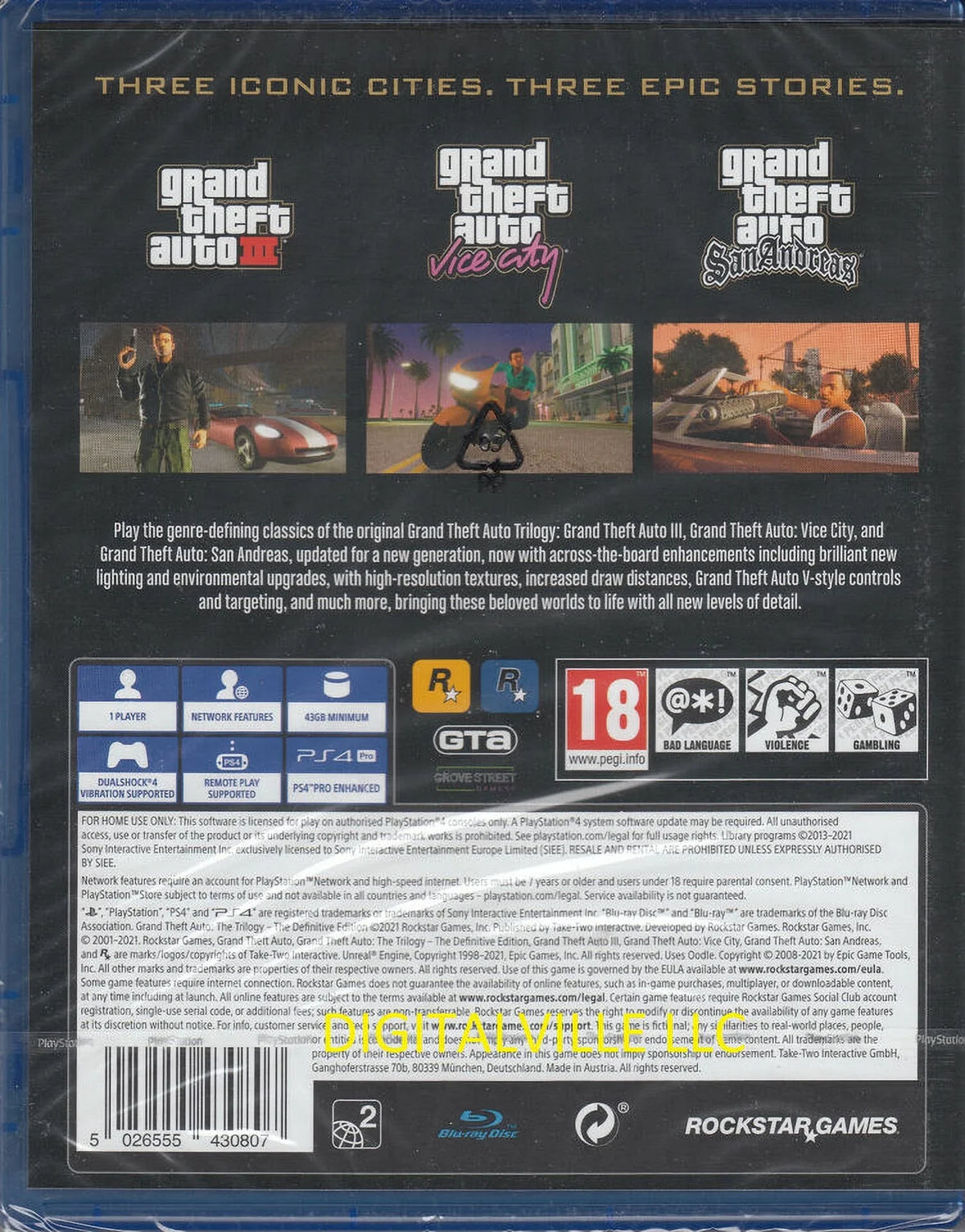 Grand New Brand Theft Definitive Sealed PS4 Trilogy GTA Auto