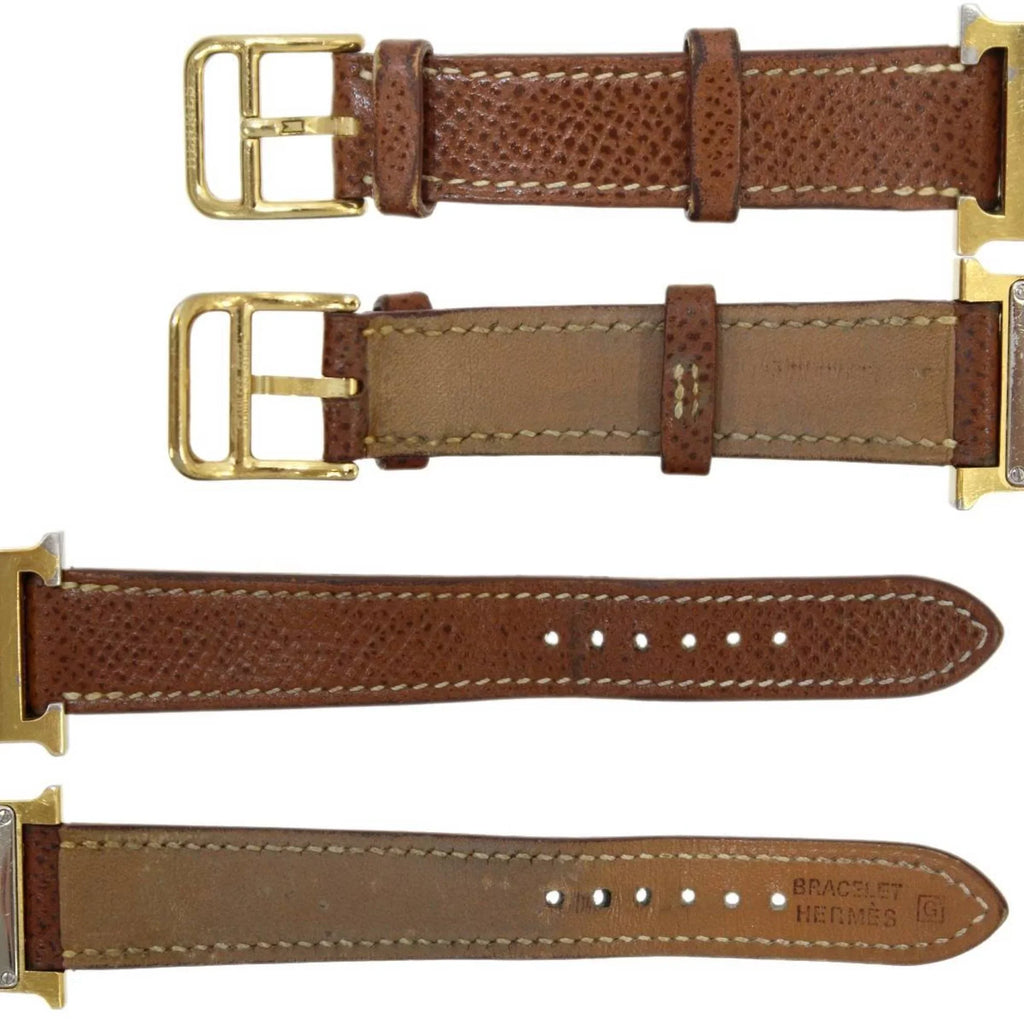 □G (Good) White Quartz Watch Pre-Owned Hermes Ladies H HH1.201 Dial: Brown HERMES x Gold