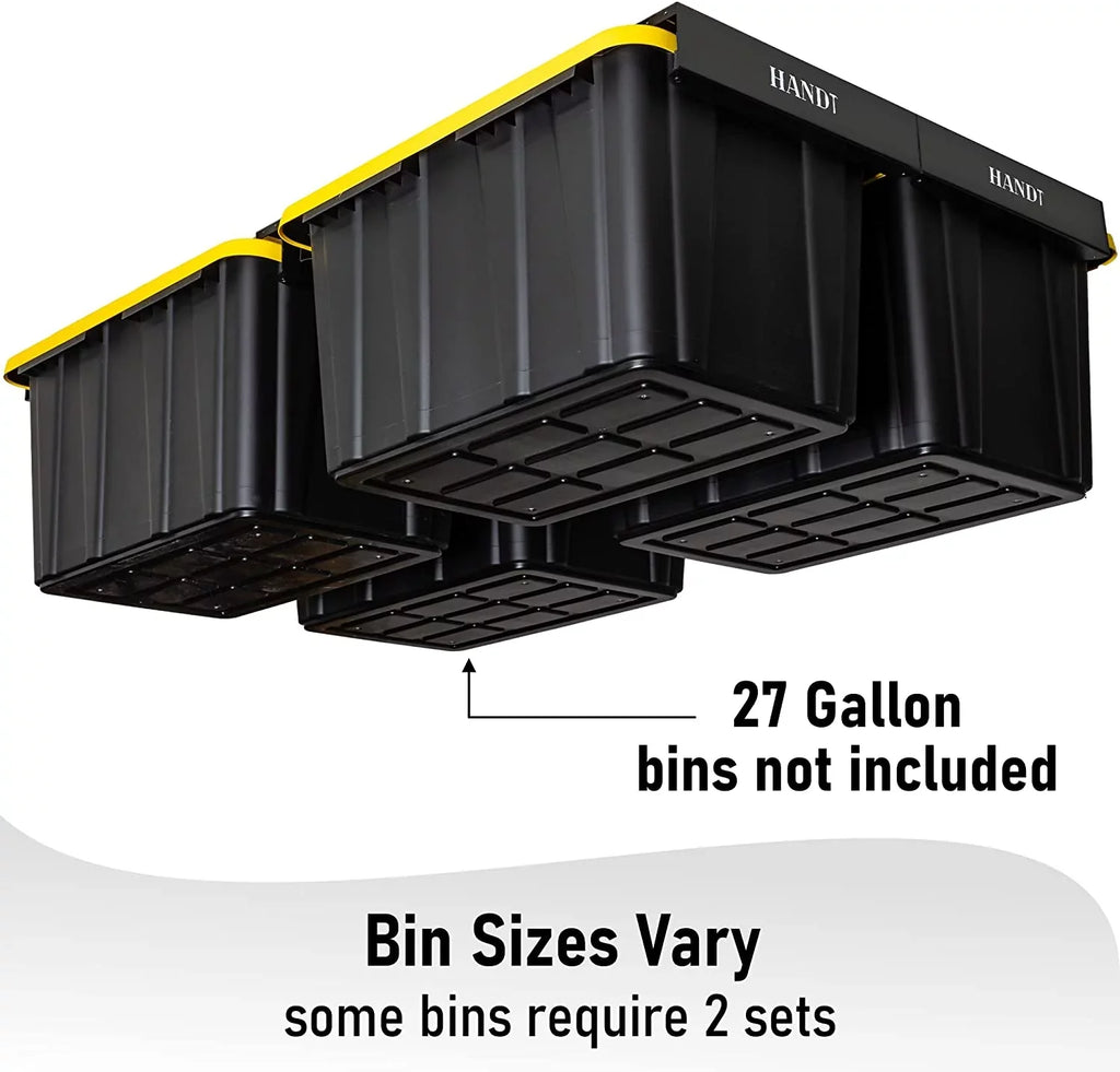 Rack Metal Sets) For Organization Racks, Rack, Ceiling (Black, Storage Garage System, Bin 4 Supports Heavy Overhead Container, Bins Duty Most