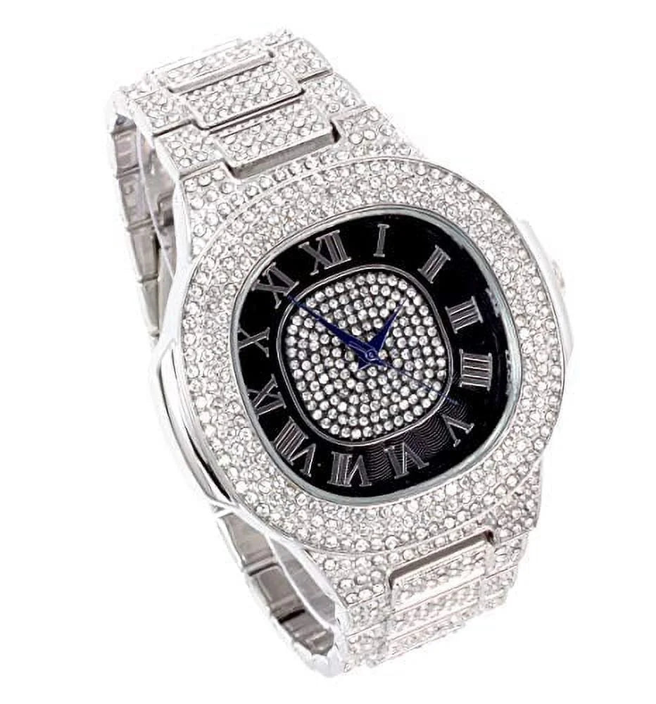 Metal Bling-ed Oblong 8475Color - on Out Mens Black) Silver (ST10235SDR# Color Watch Blast