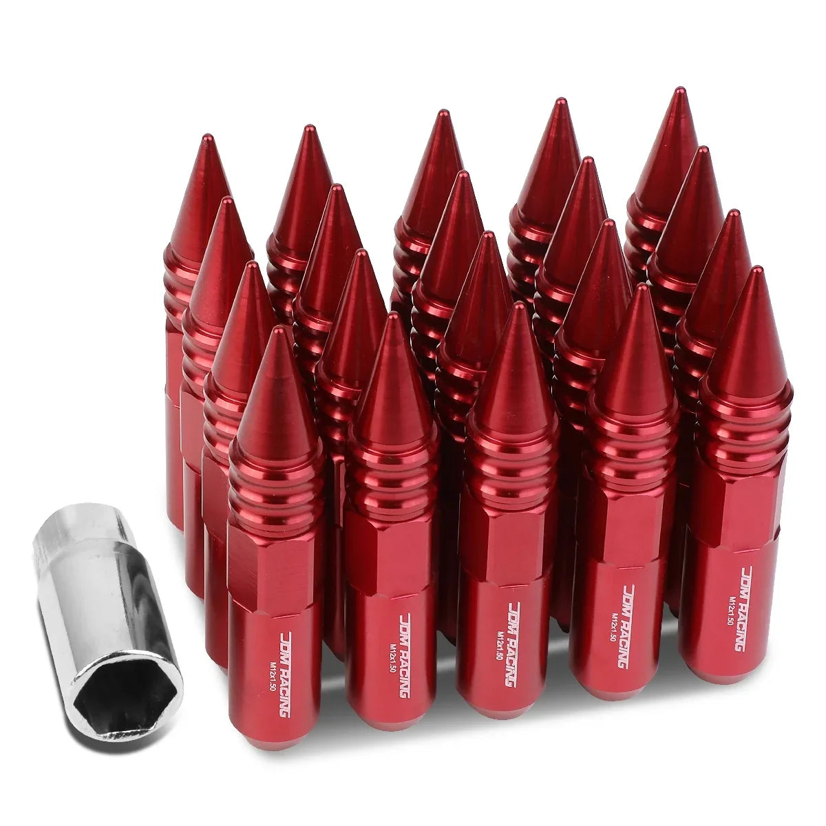 Alloy LN-ZTL-9030-15-RD M12 1.5 Drive DNA Aluminum Nuts Wheel Deep x Lug 20-Piece Extension Motoring + (Red)