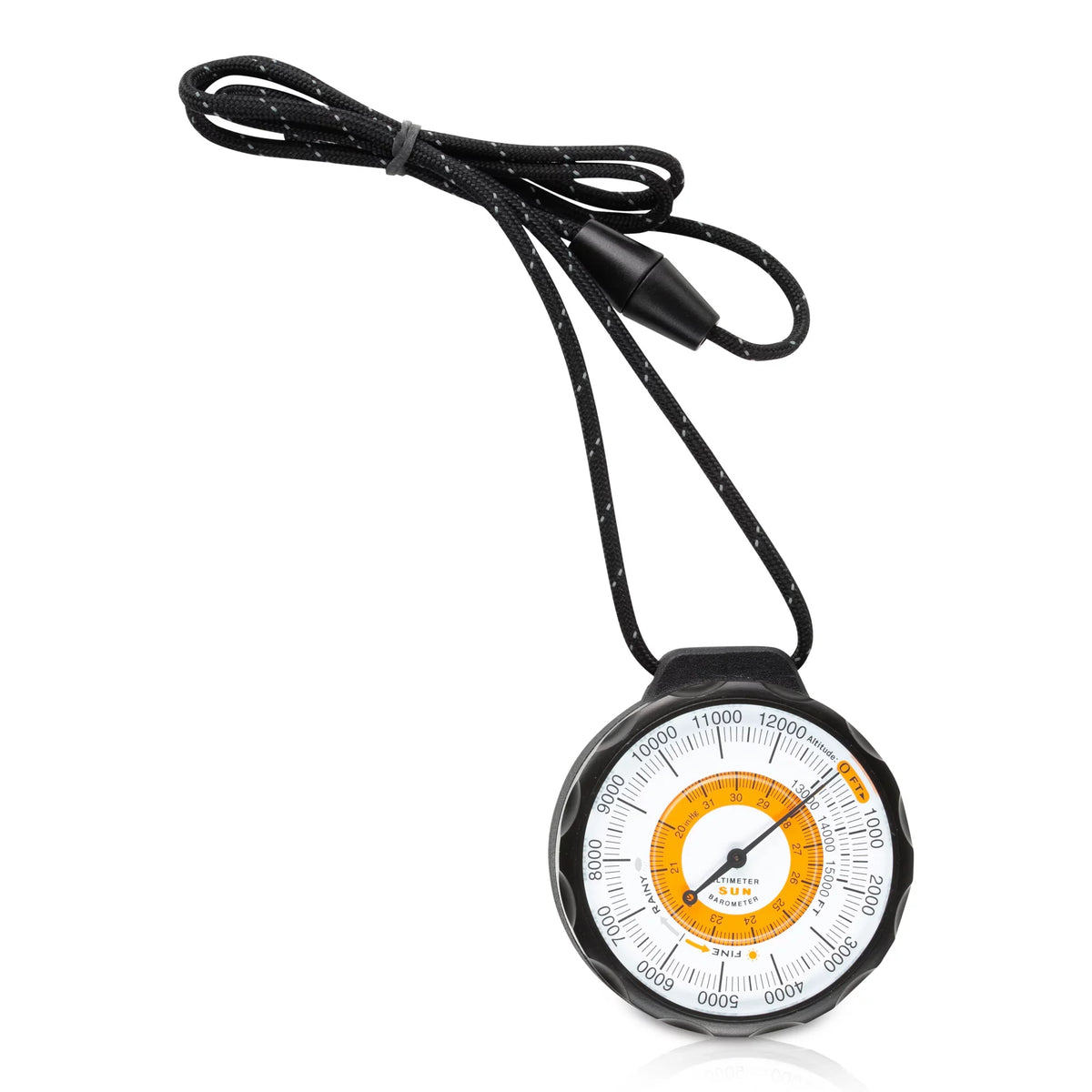 climate-Trend with Altitude Feet Battery-Free Reads from Sun 15,000 to Indicator Barometer Lanyard Ascent and Altimeter 0 | Case | Altimeter - Company and Rugged Aluminum Reflective