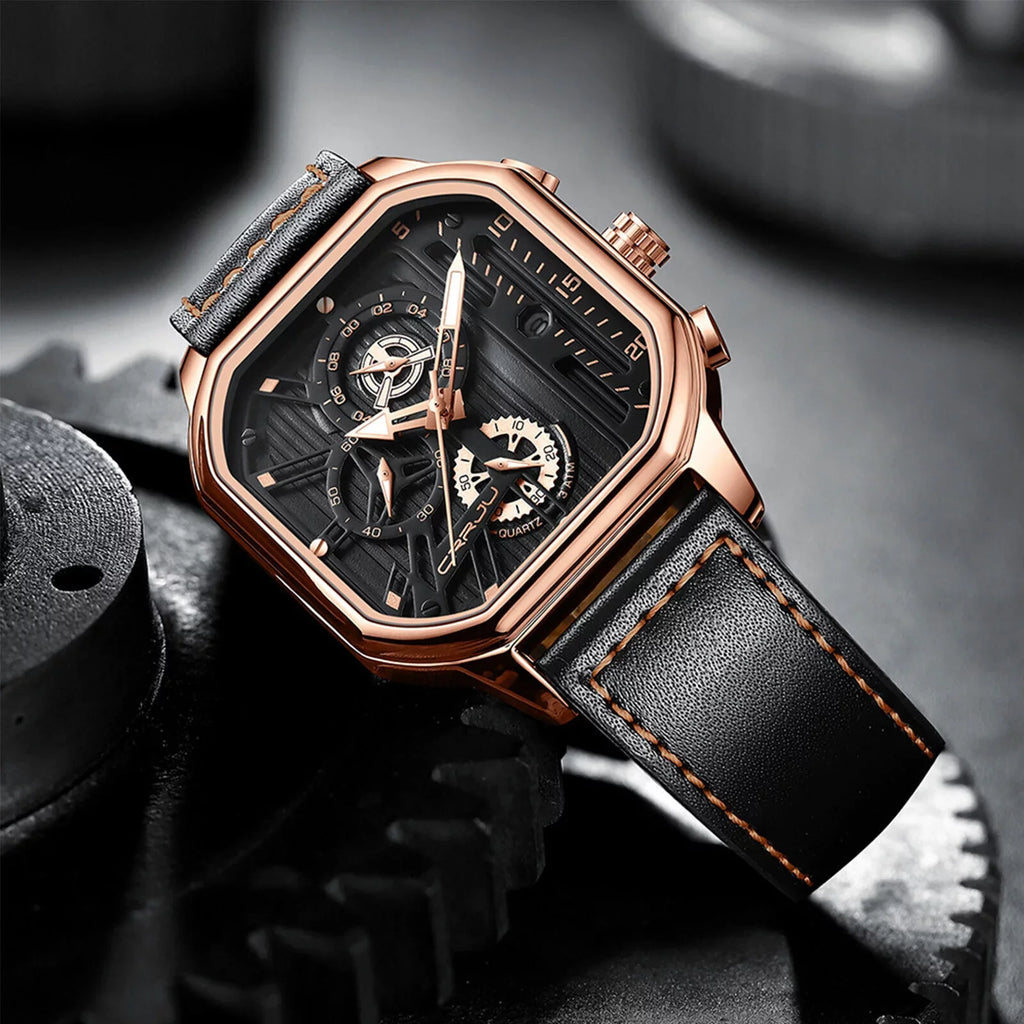 Date Leather Business Waterproof Luxury Quartz Men's Watch Luminous Chronograph