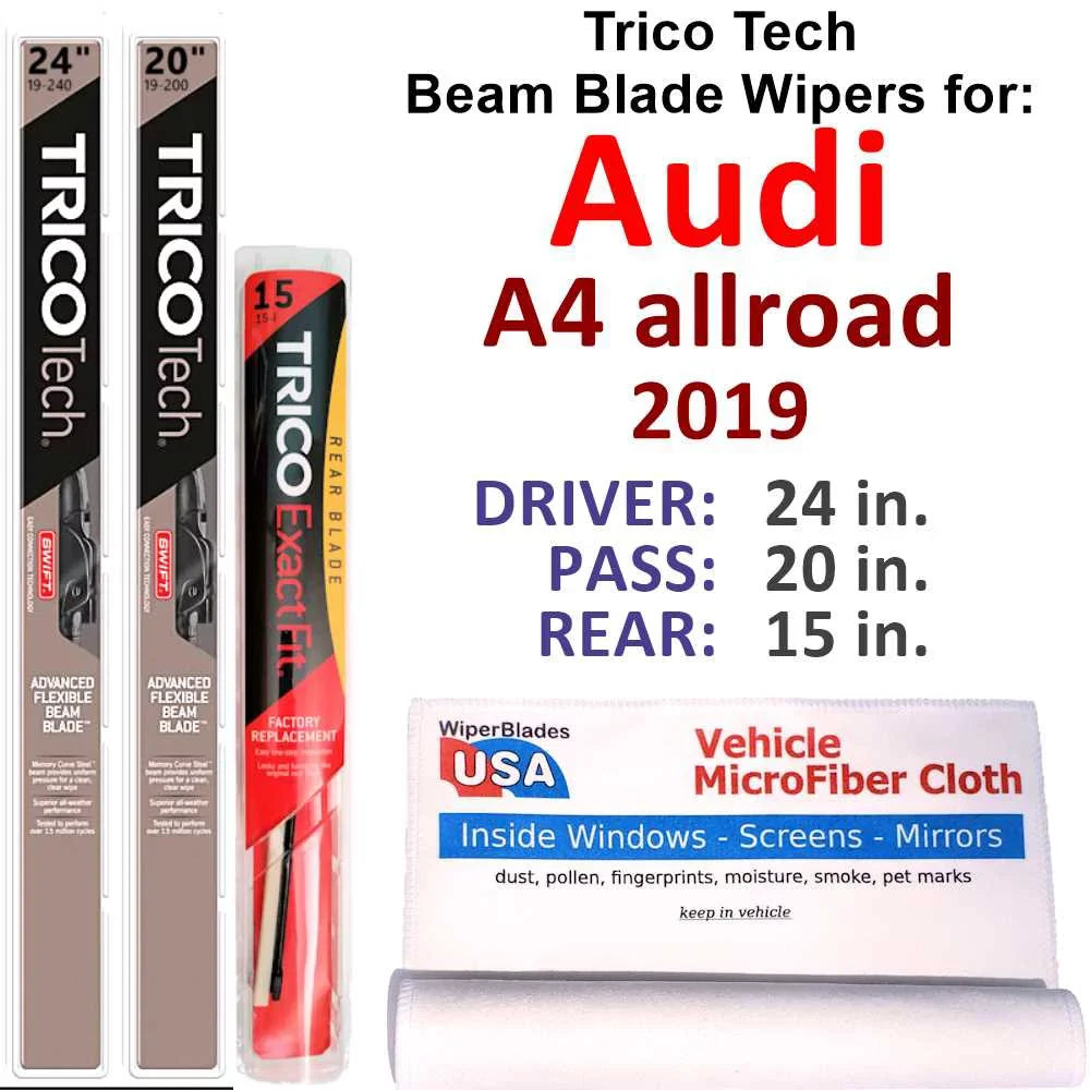 A4 2019 w/Rear Blade (Set allroad of Audi Wiper 3) Wipers Beam