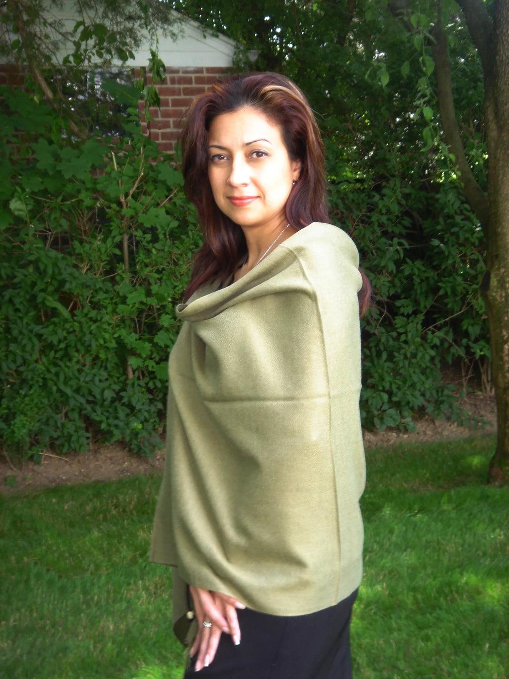 Scarf/Wool/Silk (Olive Shawl/Shawls/Scarf/Scarves/Wrap/Stole/Muffler/Cape/Ruana/Blanket/Throw/Pashmina Regular Shawl/Cashmere Shawl) Green