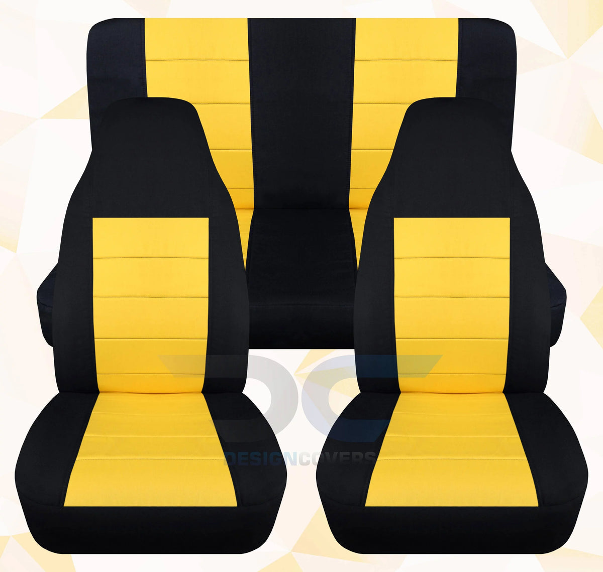and - Two with 2003-2006 Covers:Black Jeep Wrangler Seat LJ T239-Designcovers Full Tone Yellow Set Front&Rear Compatible