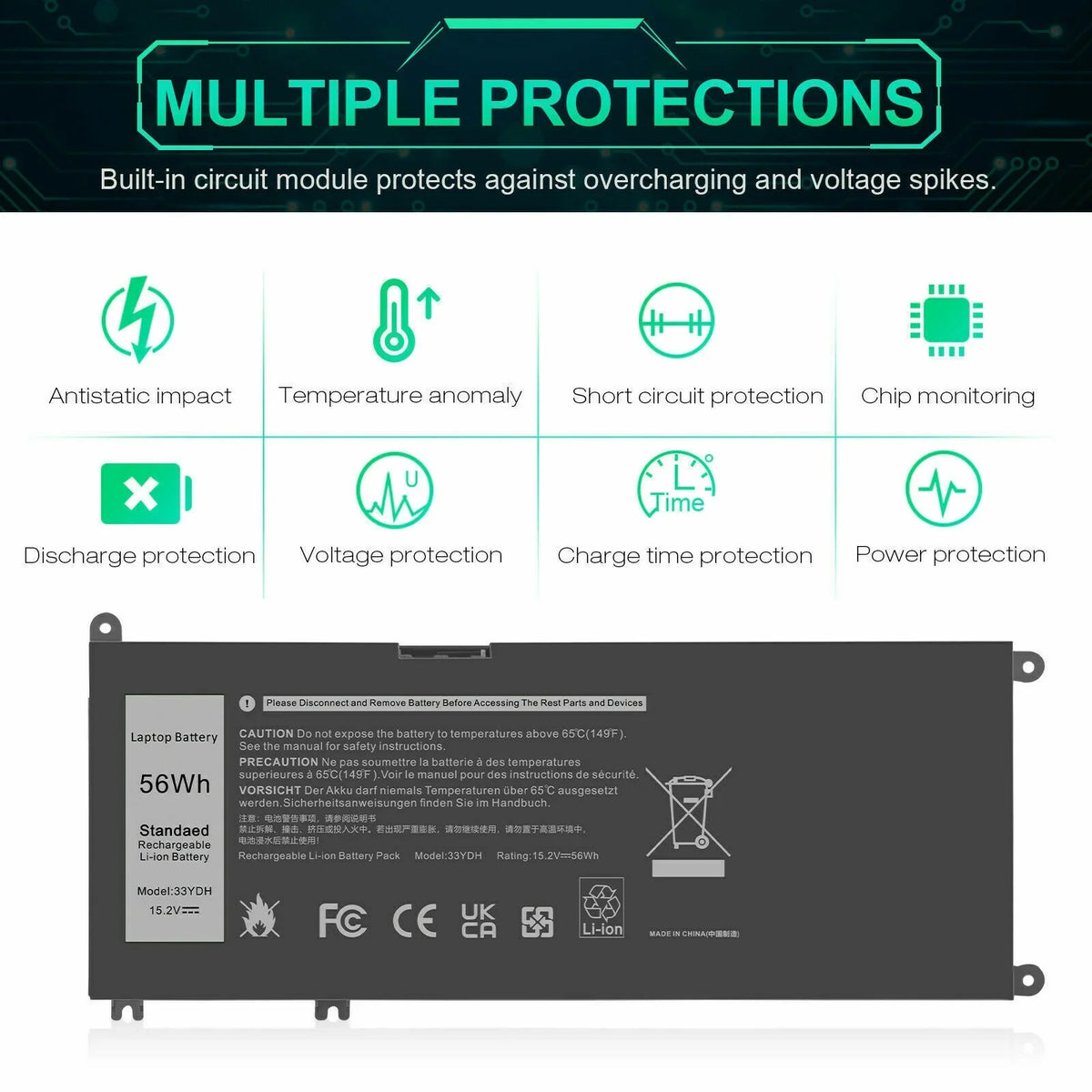 Latitude W7NKD Battery Laptop 3590 P30E001 3380 33YDH 3490 For Dell 3480 3580 US