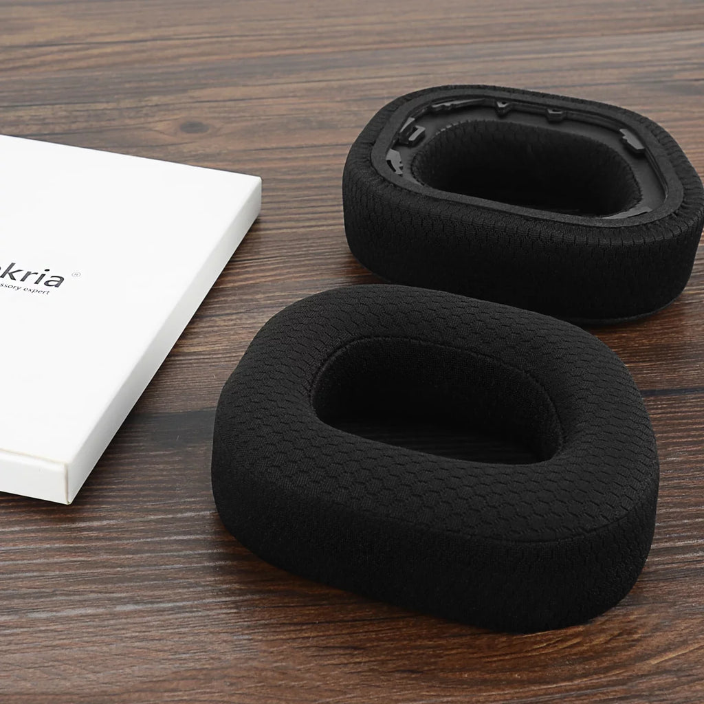Ear Comfort Parts Pads Headset Wireless Cushions, Replacement Repair Ear Corsair HS80 Ear Geekria Headphones Earpads, for Mesh RGB Fabric (Black) Cups Cover