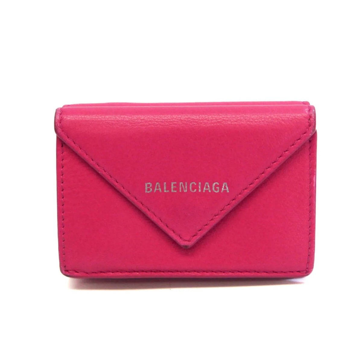 Leather Mini (tri-fold) (Good) Pink Pre-Owned Wallet Women's Papier 391446 Wallet Balenciaga
