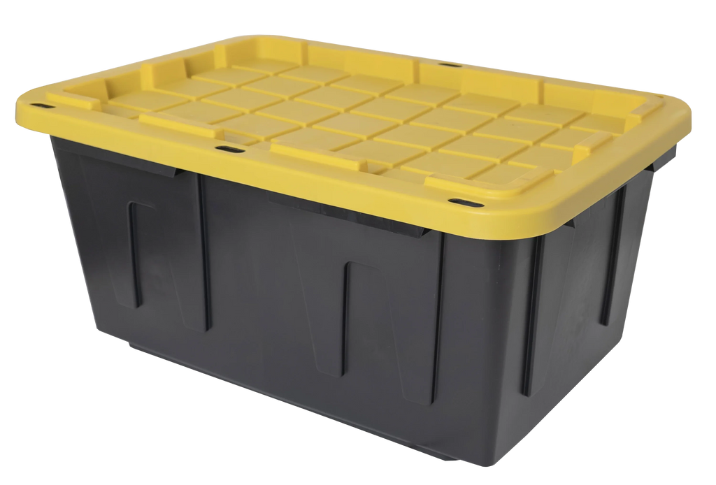 Snap Plastic Box of 17 Stackable Storage Lid Gallon Container, with Black Lid, Set Tough 4 Yellow