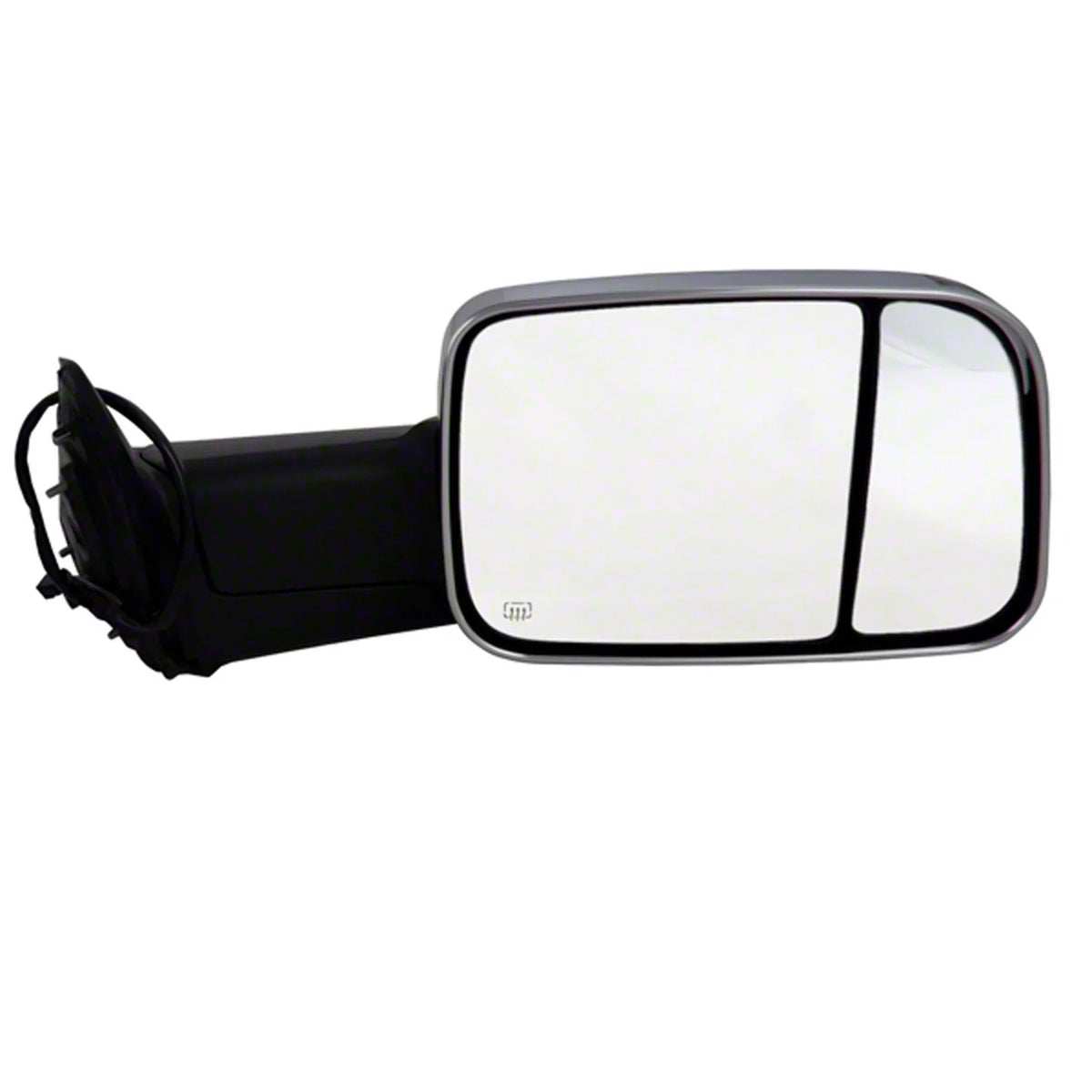 CAB MIRROR MEGA WITH FLIP-UP PUDDLE SET; TURN design; EXCLUDES POWER; TOW HEATED SIGNAL; 2009 CHROME; LIGHT; WITH GLASS;