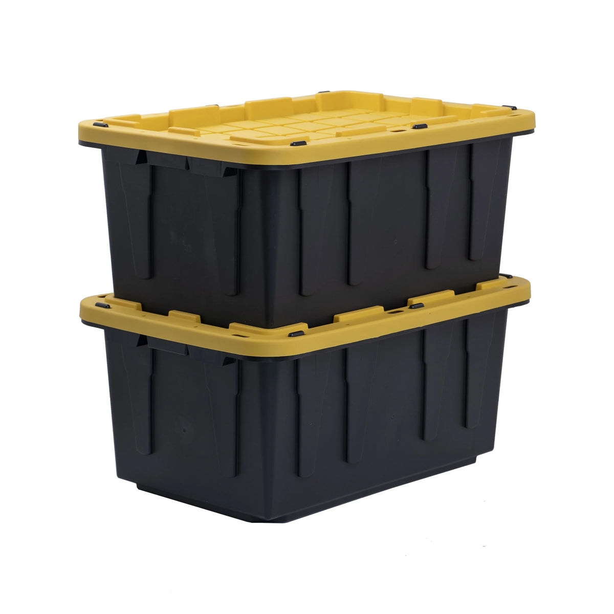 Snap Plastic Box of 17 Stackable Storage Lid Gallon Container, with Black Lid, Set Tough 4 Yellow
