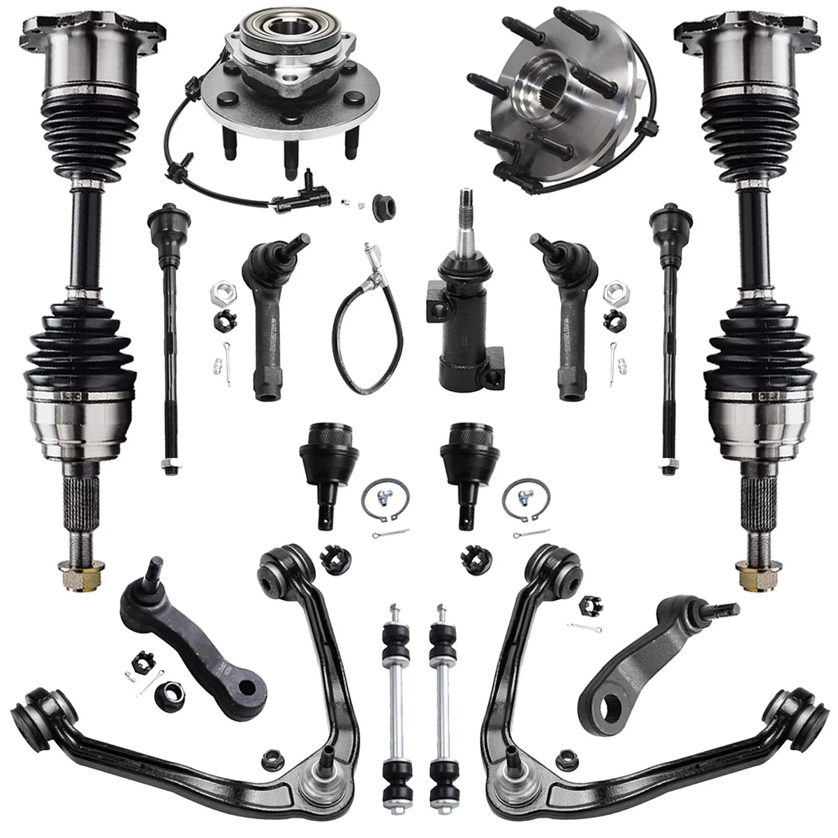 Tie Arm Control GMC Axle Joints Wheel for Bar Rods Pitman Front Steering 1999-2006 Upper Silverado Axles Replacement Links Sierra Sway Kit w/Ball 1500 Idler Chevy End - Hubs 17pc CV Arms Detroit
