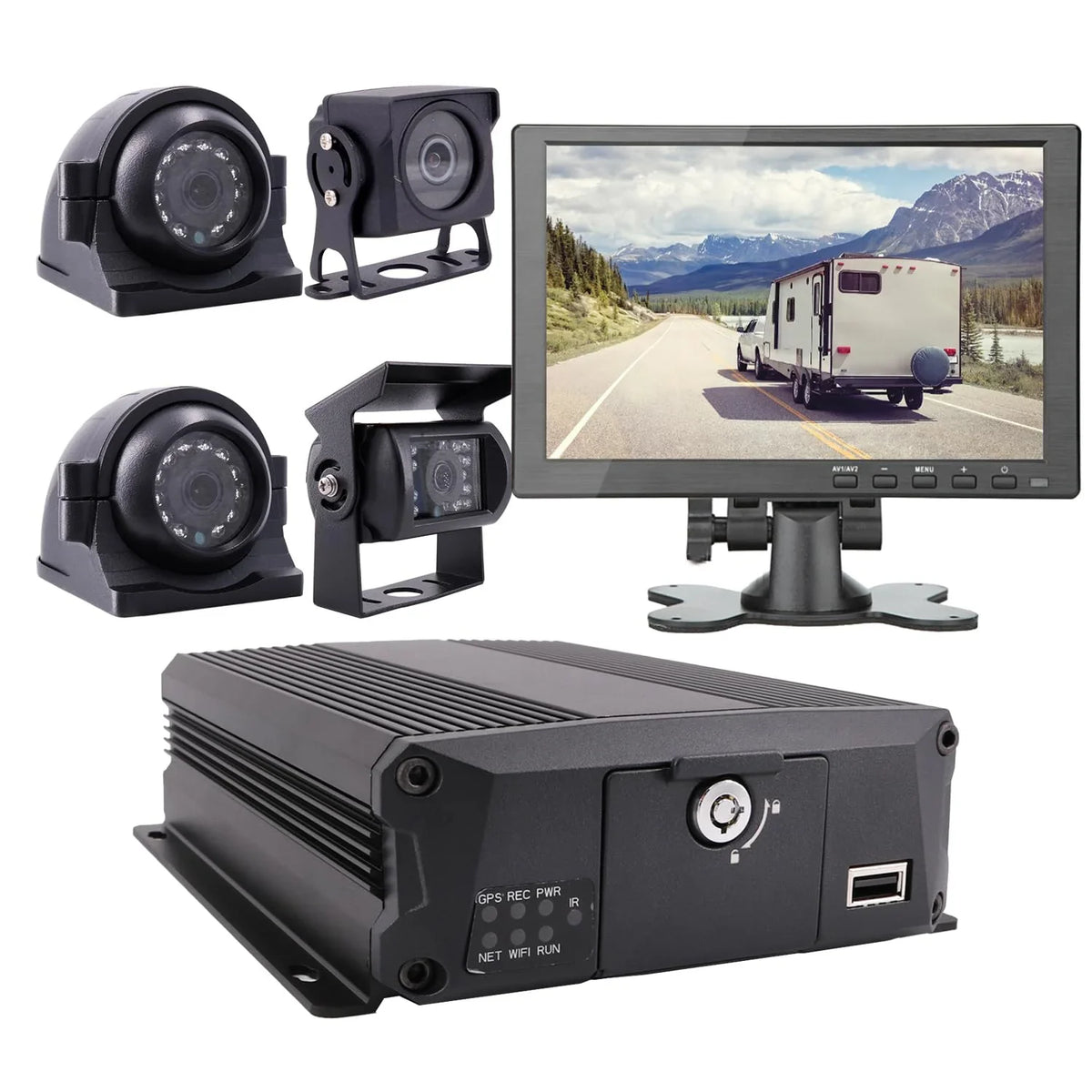 10 Mobile DVR 2.0MP View with Car Night Video Screen H.264 Side Recorder Waterproof JOINLGO MDVR Car Rear 1080P inches AHD Vision Front Channel 4 Kit Vehicle Camera