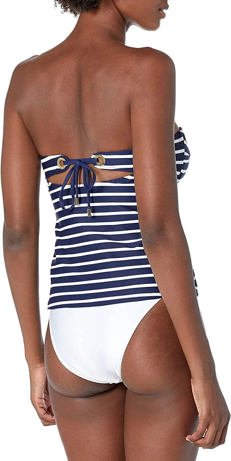 Womens La Capri Bandini Swim Blanca Striped Top Tankini