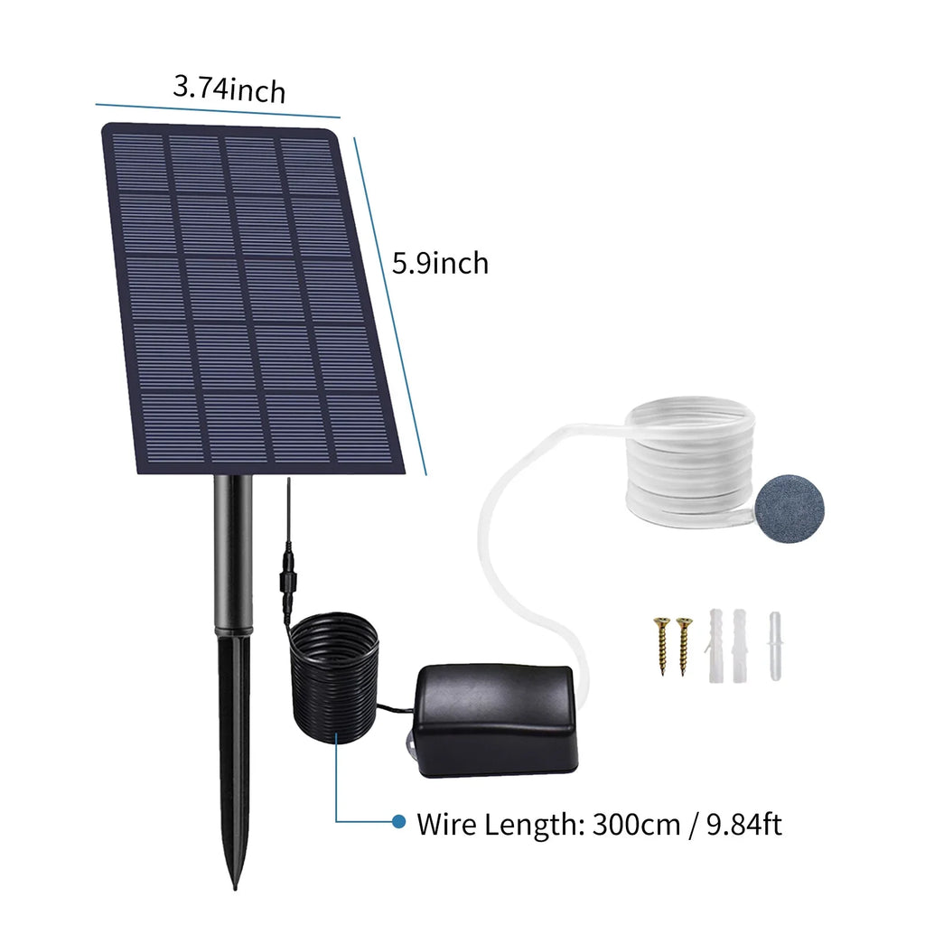 Pool Plug-in Solar Pump Ideal Aerator Pipe Uteam Garden Air Fish for for Aquarium Bubble with Pond 2W Tank Powered Stones
