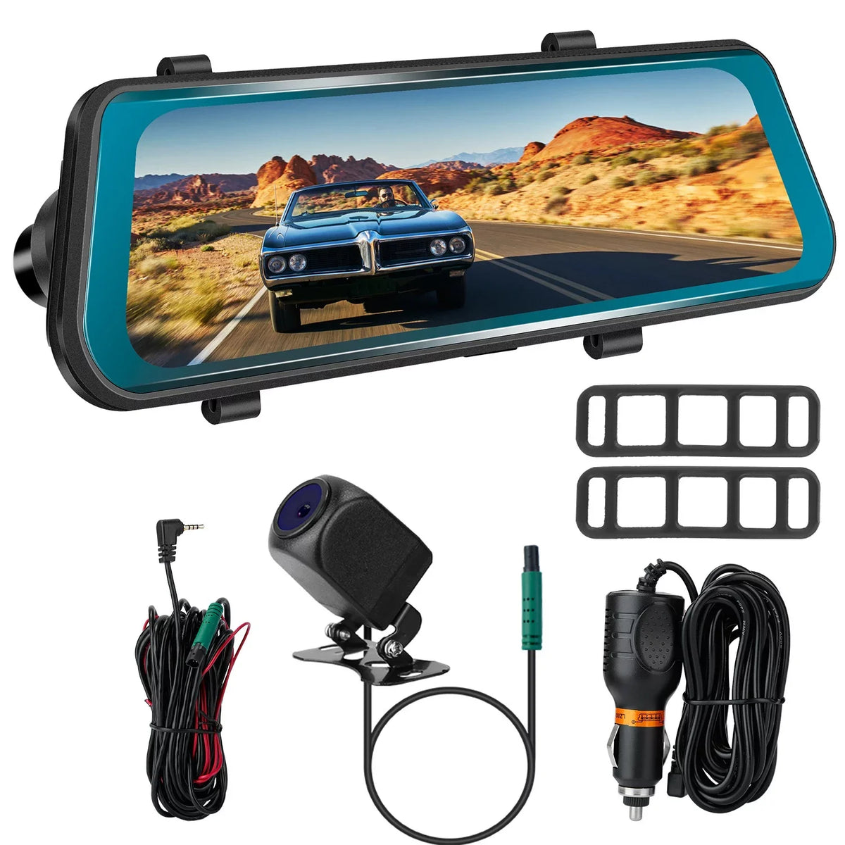 iNova FHD Vehicle with DVR Recording Driving Recorder Dash Sensor 1080P Parking 9.66In Car G Camera Monitoring Seamless