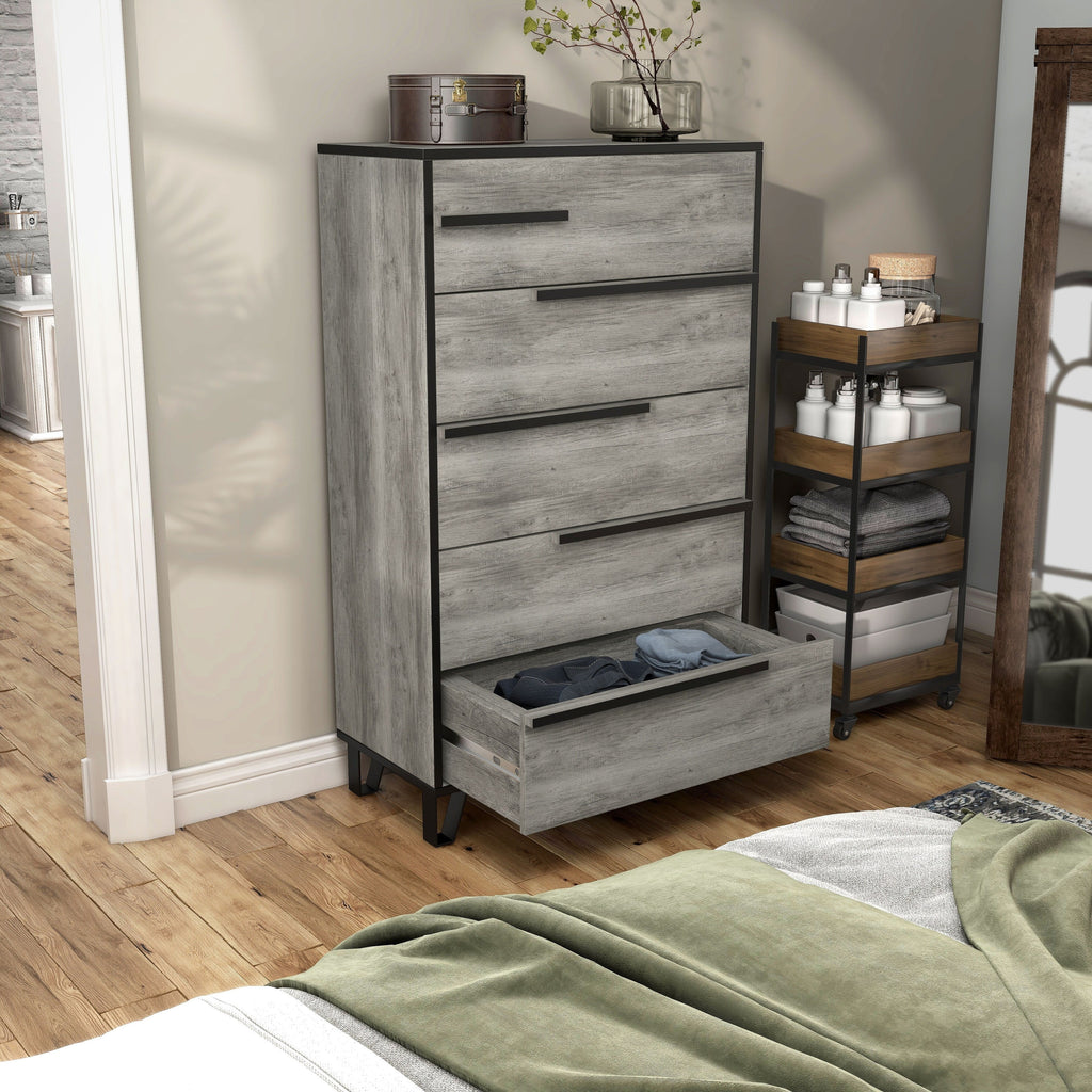 Vintage Denhour BASIC Chest Grey Oak DH by Modern 5-Drawer