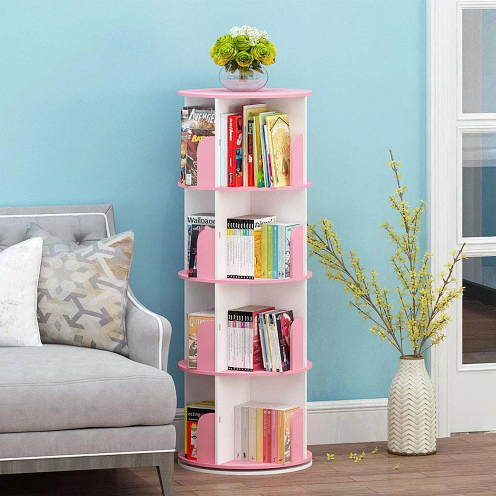 Shelves Stackable 360° 4 Rotating Organizer Bookshelf Tier