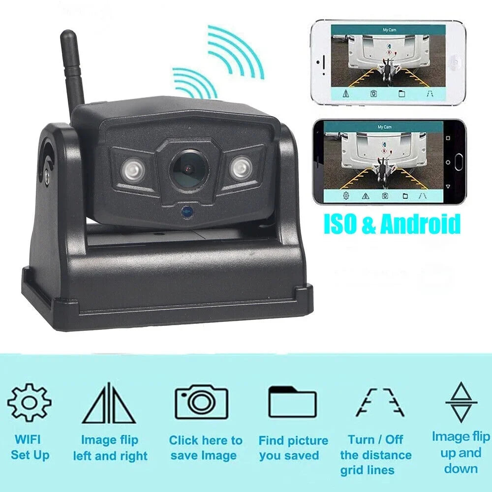 Magnetic View Camera Front/Rear WiFi Battery Backup Camera, JLLOM Wireless 9600mAh