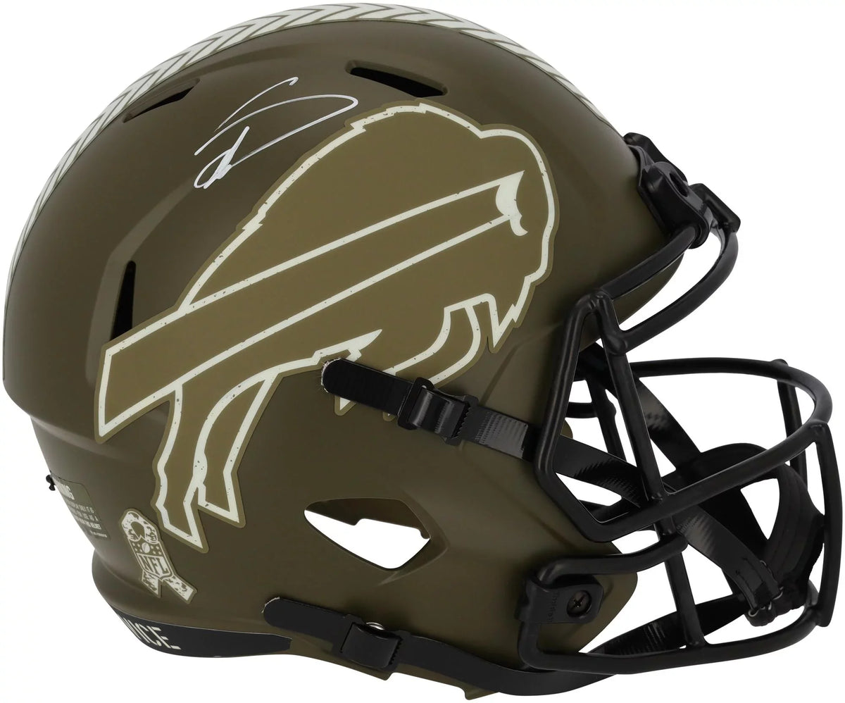 Service Certified Riddell Fanatics Autographed Diggs Bills Replica - 2022 Helmet Salute Buffalo Stefon Speed Authentic to