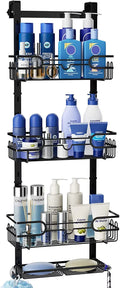 Bathroom Cups, Holder, with Door Shower Hanging Hooks 2 Adjustable Caddy 4 Suction Steel Caddy Shower Over & 4 Rustproof Shelf Tier for Stainless The Soap Consumest with Hanging Shower Organizer