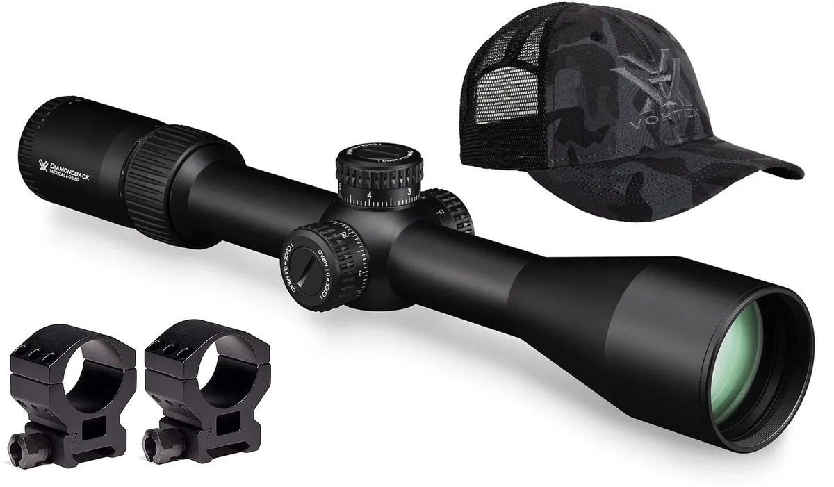 Vortex 30mm) with and High Tactical FFP (MRAD) (1.18in, 6-24x50 EBR-2C Hat Vortex Diamondback Bundle Free Riflescope Rings Optics