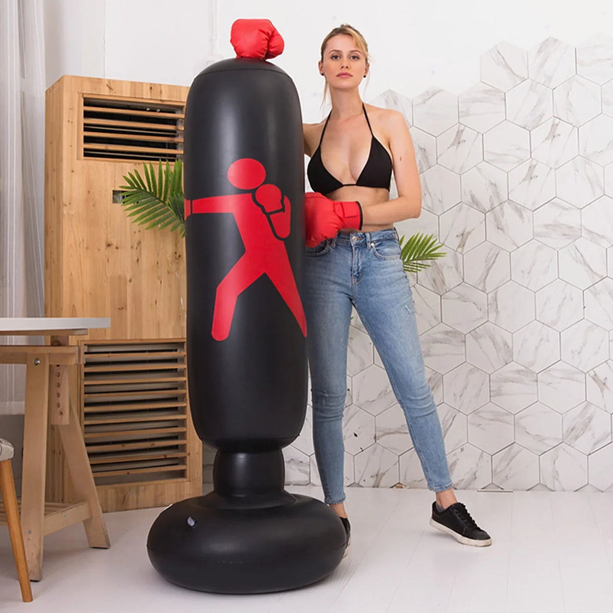 Boxing Bag 5.2ft Fitness PVC Boxing Punching Andoer Bag, Bag for Inflatable Target Training,