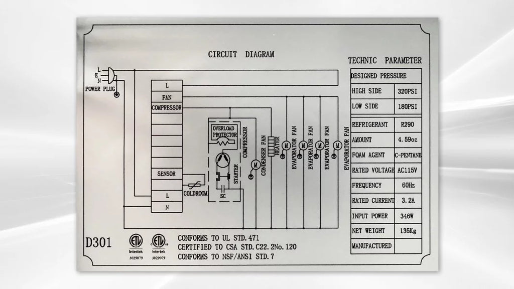 ins Three 72 Stainless Steel Refrigerator 15.5 Cu. ft. Door Commercial Undercounter