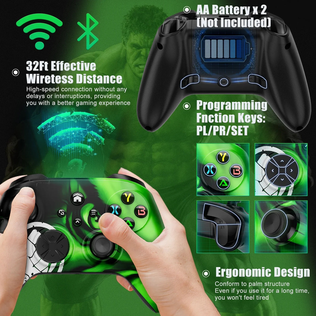 Function/Turbo/3.5mm with Xbox one/Xbox One Wireless with S/X/Xbox One X/S/Android/iOS/PC Gamepad Wifi/Macro Series Xbox Upgrade) Bonadget Compatible to Jack(Need Audio Remote Controller,