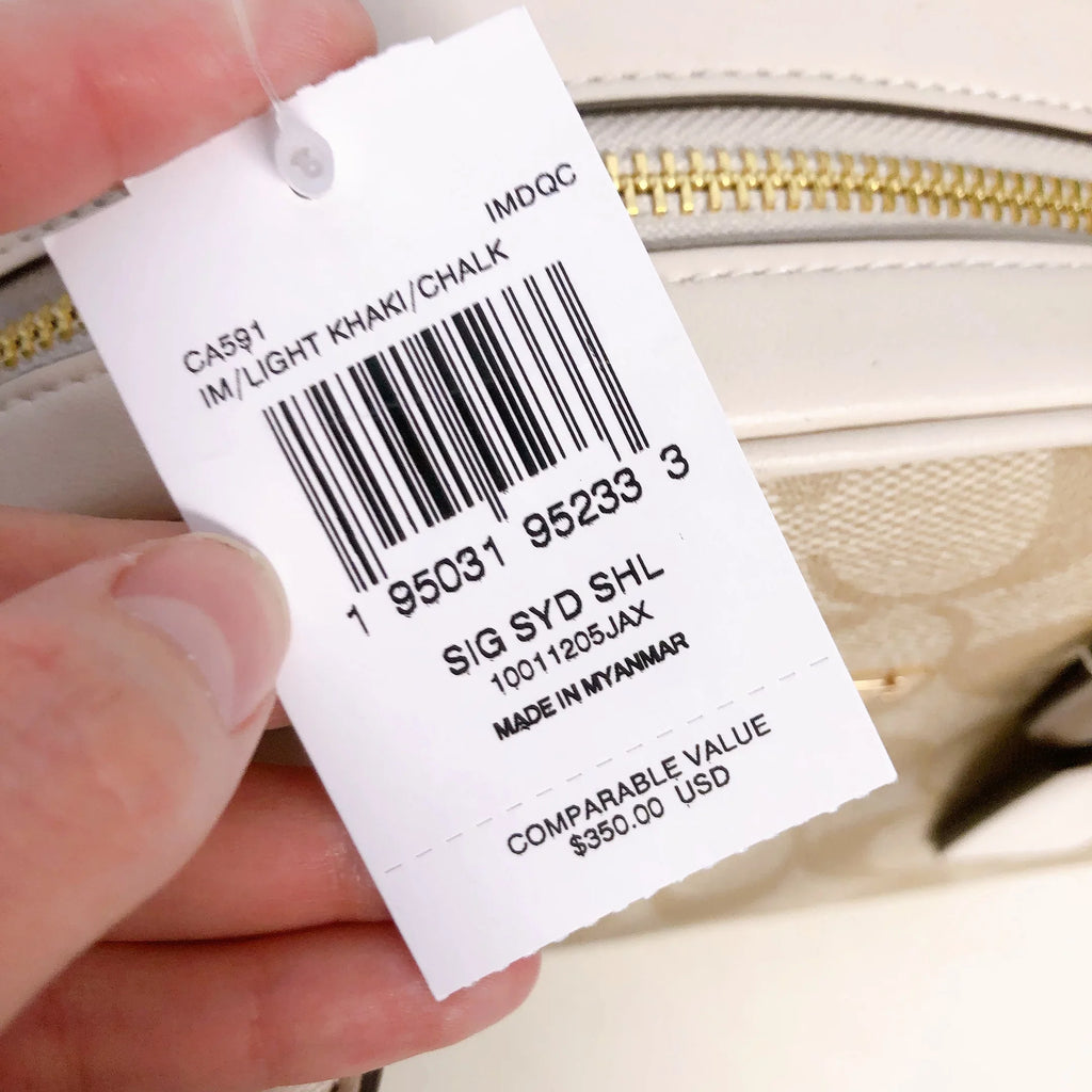 KHAKI Signature LIGHT Sydney Satchel Coach CA591 CHALK Canvas In IN