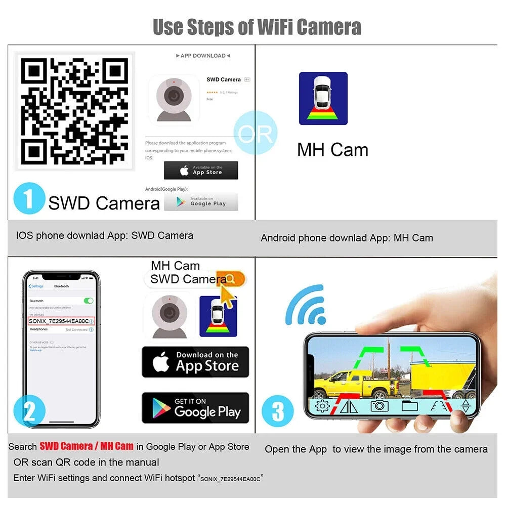 Wireless Camera Camera, Backup Magnetic Battery Front/Rear View 9600mAh WiFi Jahy2Tech