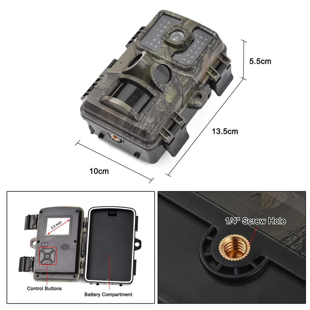 Supports Sensors 4K Wildlife Tracking Inch Time PIR IP66 Screen TFT Trail 16MP with Trigger 2.0 Infrared Color Carevas Activated 0.5s Motion Waterproof
