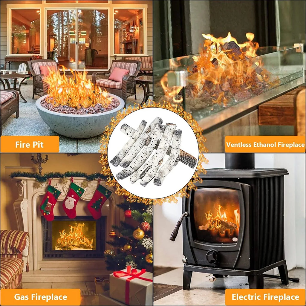 Fireplace, Vented, White Logs, Fireplaces, Gas Birch for Inserts, Ethanol, Indoor Logs Pcs Gas Fireplace Indoor exterior Electric Hisencn Propane, Gas Fireplace Gas Ceramic Gel, 6 Decor or