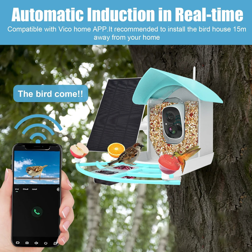 Camera Surveillance With Solar Ai Powered Species Owsoo Resolution Wifi App Pir Feeder Video camera,PirAi Camera Vico App 1080pVideo Feeder Wireless Wifi Video Camera Arealer 1080p