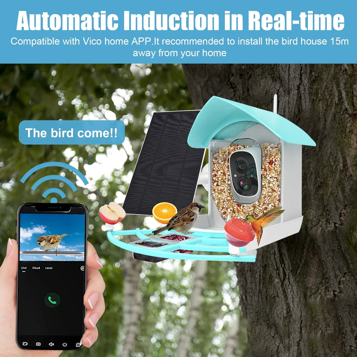 Camera Surveillance With Solar Ai Powered Species Owsoo Resolution Wifi App Pir Feeder Video camera,PirAi Camera Vico App 1080pVideo Feeder Wireless Wifi Video Camera Arealer 1080p